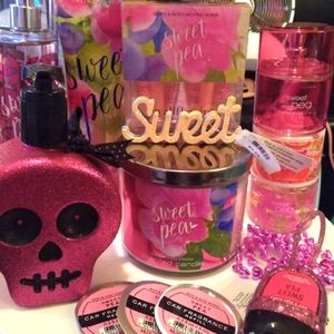 SOLD Bbw sweet pea 15pc set candle stackable set and hand soap old s